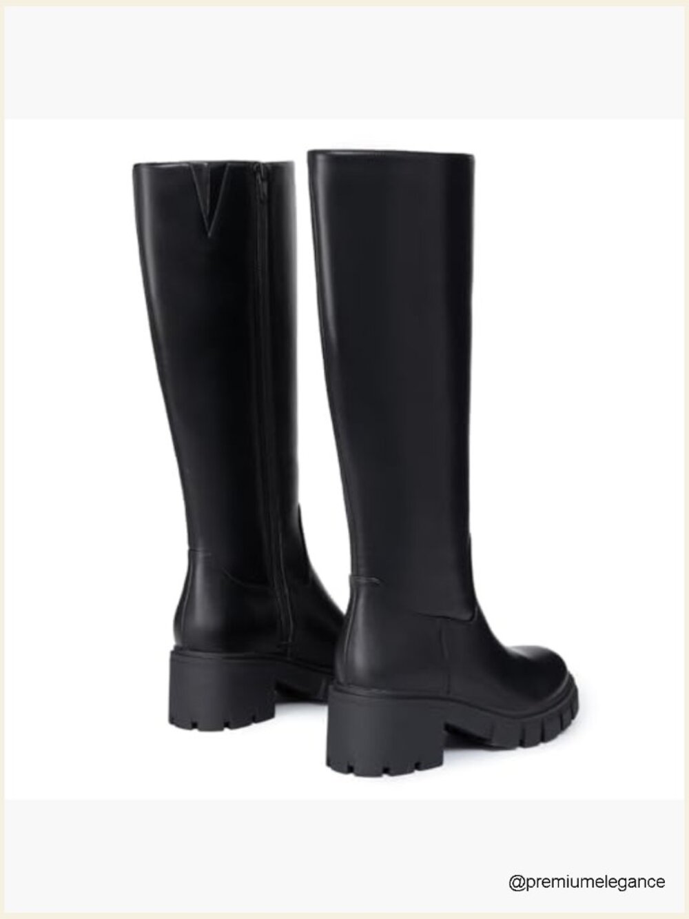 Round Toe Chunky Lug Sole Platform Knee High Boots Winter Tall Boots - Picture 5 of 7